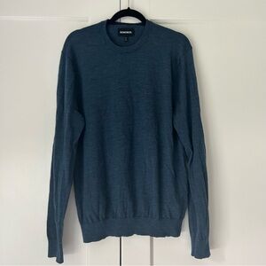 Bonobos Blue Crewneck Knit Sweater Washable Lightweight Merino Wool XL Slim